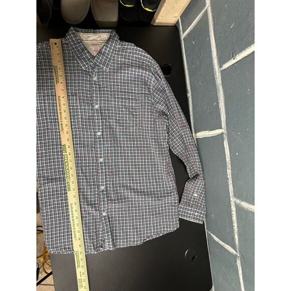 Carbon 2 Cobalt Mens Button Up Shirt Plaid Blue Red Longsleeve Size Large - Picture 6 of 11